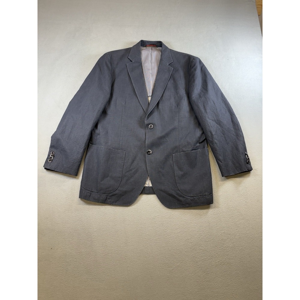 Kroon Bono Men's 40R Blue Linen Cotton Sport Coat Blazer 2 Button